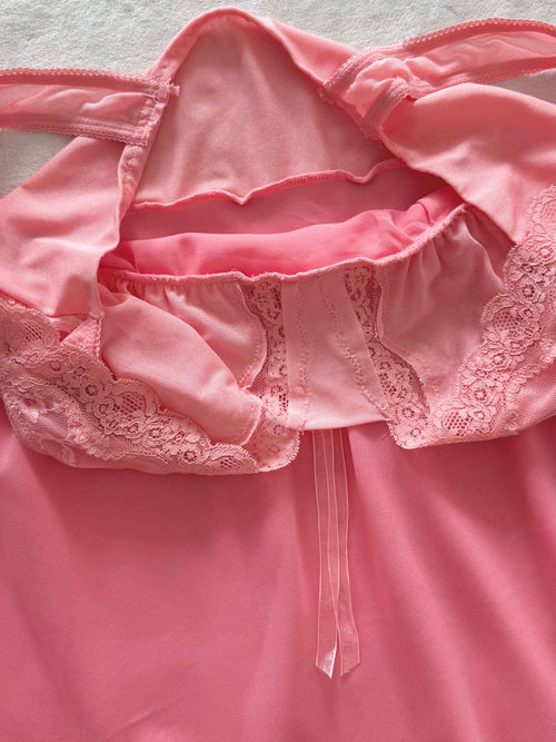 Coquette Pink Chiffon Lace Babydoll Size S/M