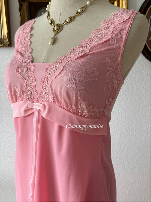 Coquette Pink Chiffon Lace Babydoll Size S/M