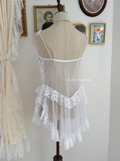 VTG Pink Frilly Lace Lingerie size M