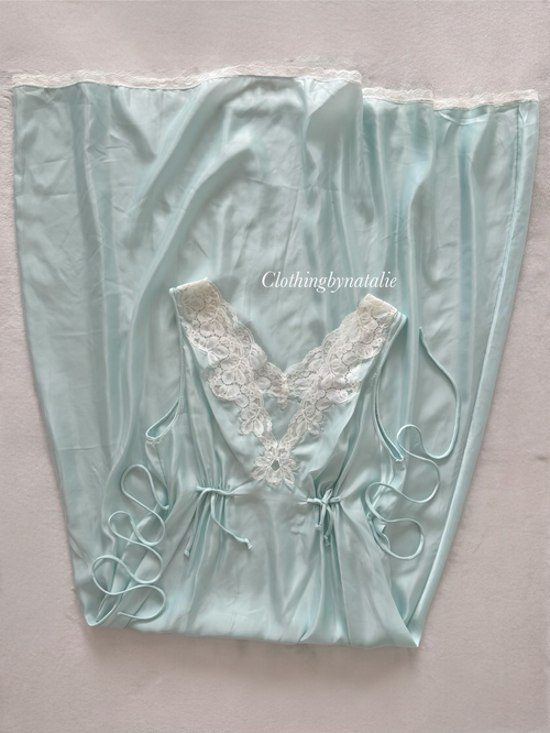 Vintage Blue Nylon Maxi Gown size S
