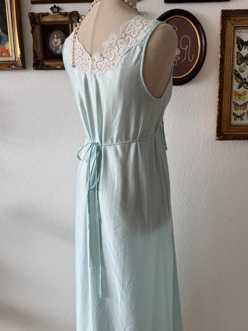 Vintage Blue Nylon Maxi Gown size S
