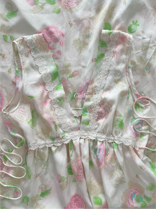 Christian Dior Floral Satin Nightgown Size M