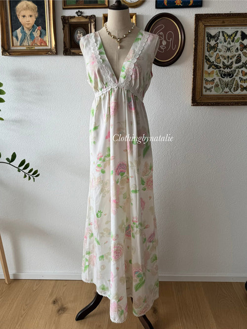 Christian Dior Floral Satin Nightgown Size M