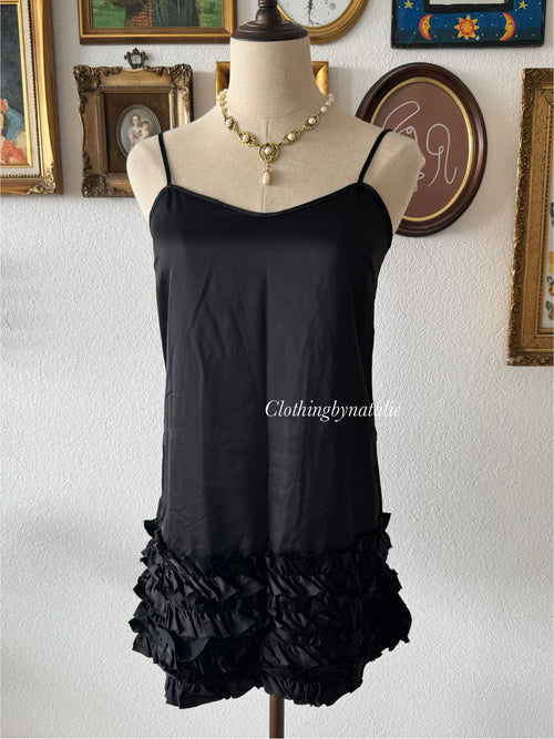 Japanese Black Satin Slip Size S
