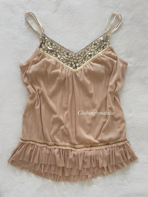 Earthy Brown Mesh Cami Size S