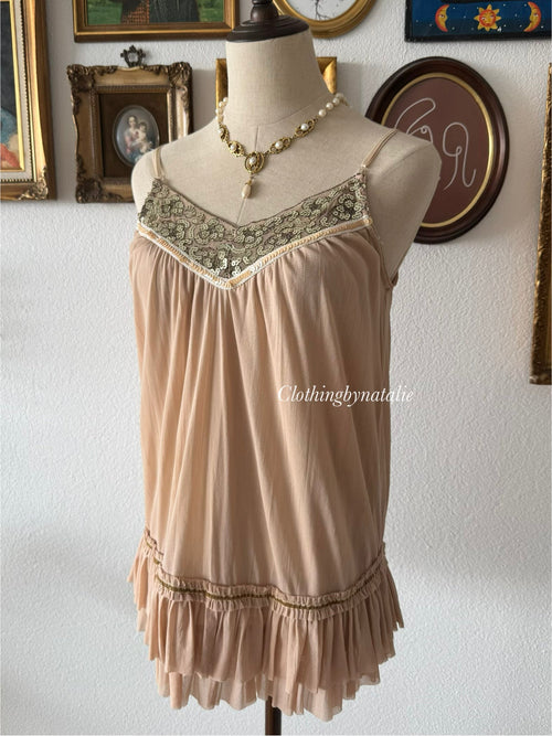 Earthy Brown Mesh Cami Size S