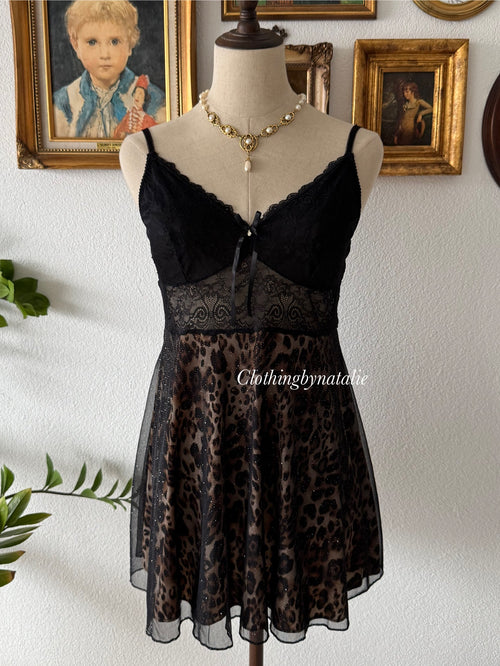 Glitter Leopard Babydoll Size S/M