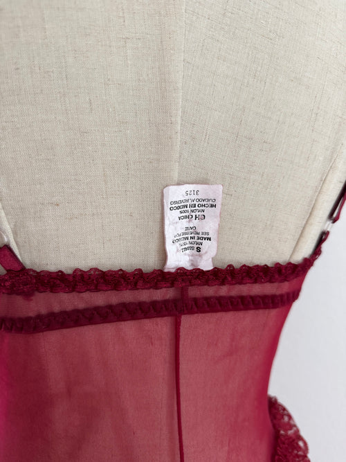 VTG Red Frilly Lace Maxi Lingerie size S