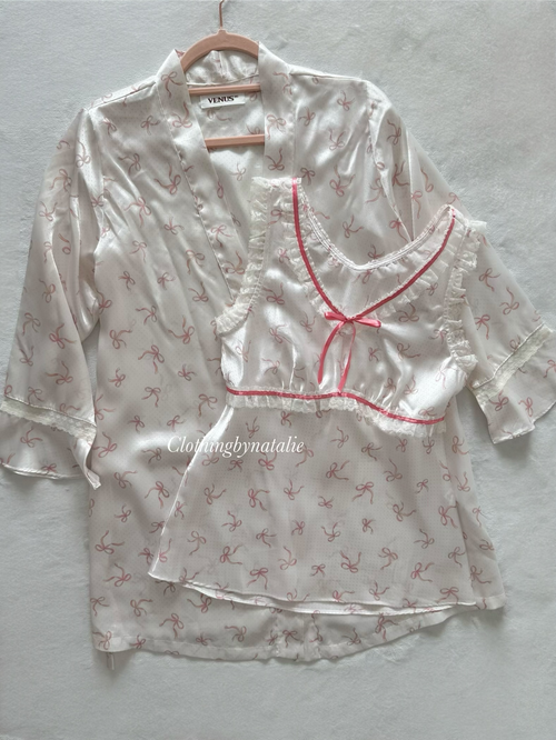 Coquette White Satin Robe Set size S