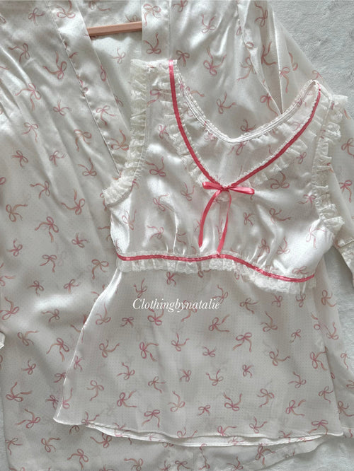 Coquette White Satin Robe Set size S