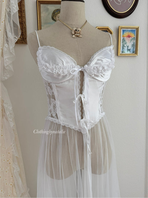 Frederick’s of Hollywood White Peignoir Mix Set size S/M
