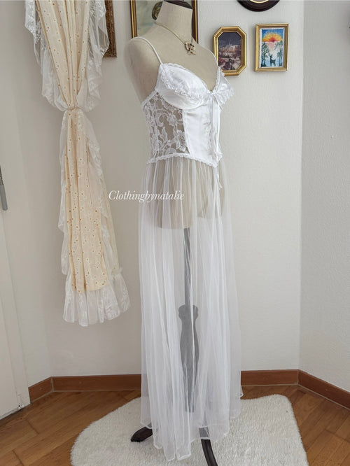 Frederick’s of Hollywood White Peignoir Mix Set size S/M
