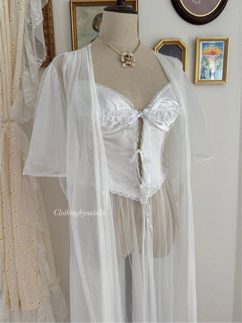 Frederick’s of Hollywood White Peignoir Mix Set size S/M