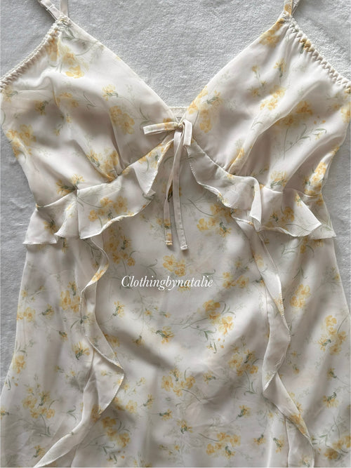 Fairy Yellow Floral Chiffon Slip Size S