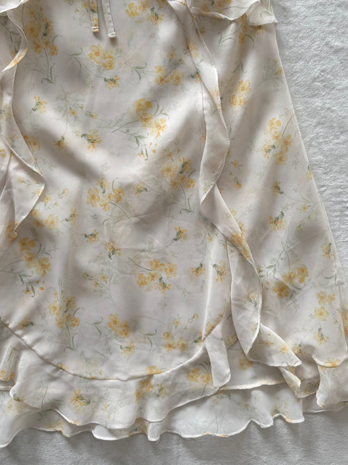 Fairy Yellow Floral Chiffon Slip Size S