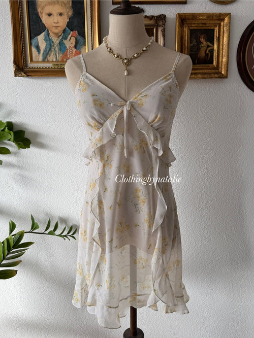Fairy Yellow Floral Chiffon Slip Size S