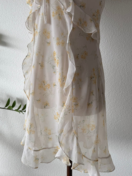 Fairy Yellow Floral Chiffon Slip Size S