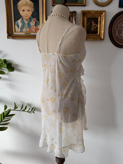 Fairy Yellow Floral Chiffon Slip Size S