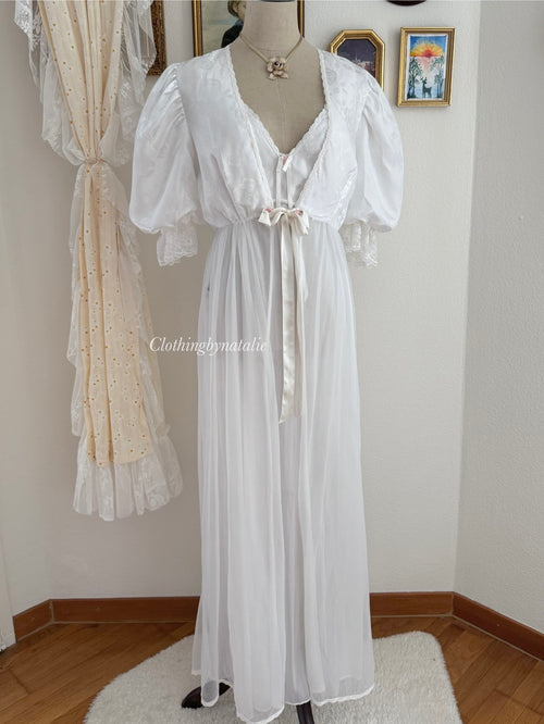 Tosca White Peignoir Set size M