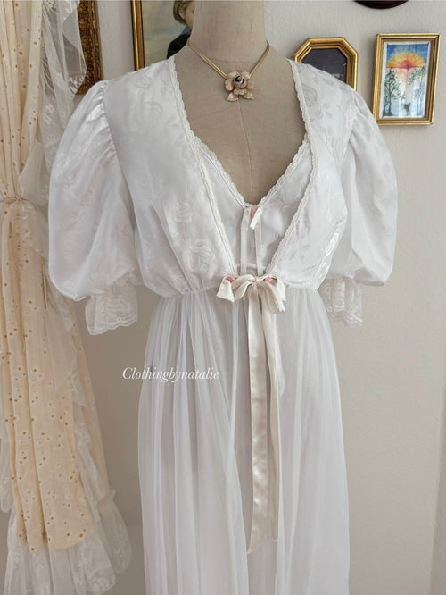 Tosca White Peignoir Set size M