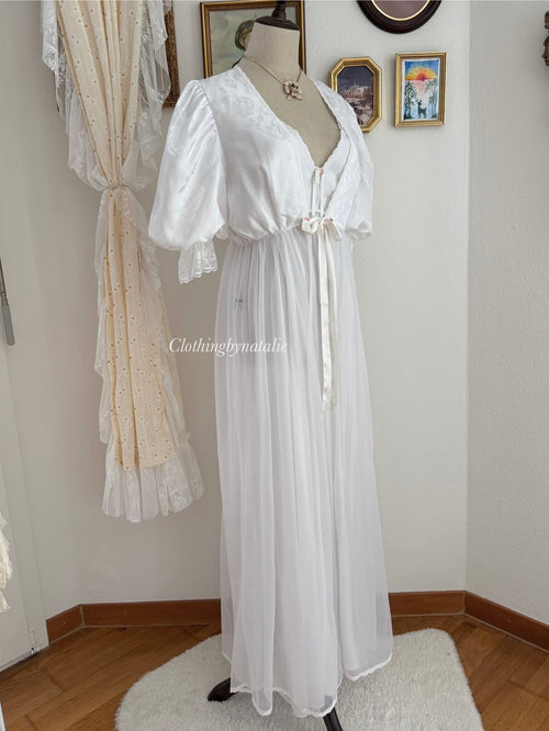 Tosca White Peignoir Set size M
