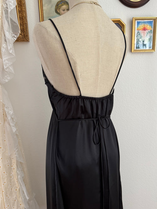 Donna Richard Black Nylon Lace Peignoir Size S/M