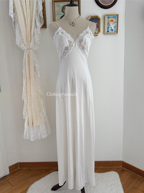 Vandemere White Nylon Chiffon Lace Peignoir size S
