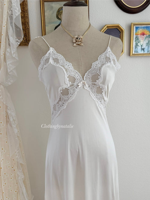 Vandemere White Nylon Chiffon Lace Peignoir size S