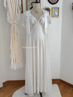 Vandemere White Nylon Chiffon Lace Peignoir size S