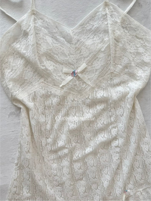 Vintage White Lace Nightgown Size L