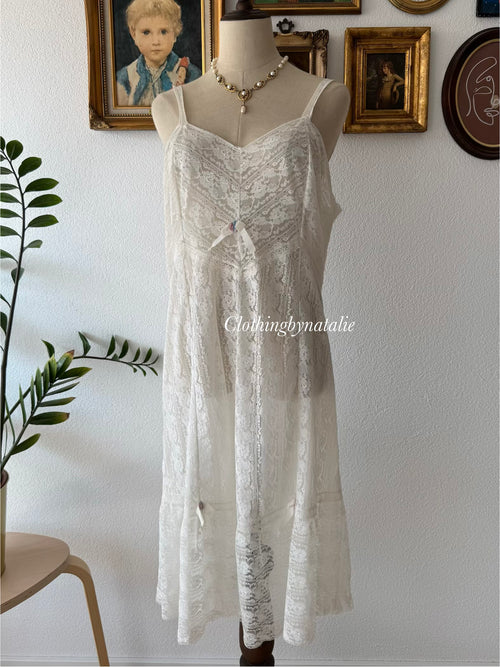Vintage White Lace Nightgown Size L