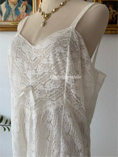 Vintage White Lace Nightgown Size L