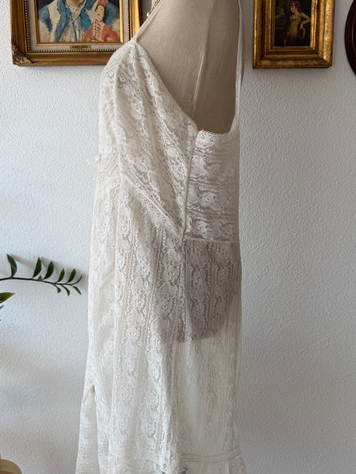 Vintage White Lace Nightgown Size L