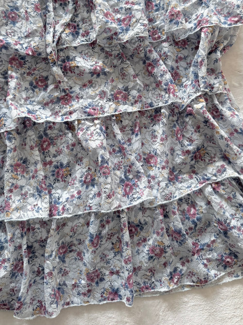 Floral Blue Lace Babydoll Cami Size S/M