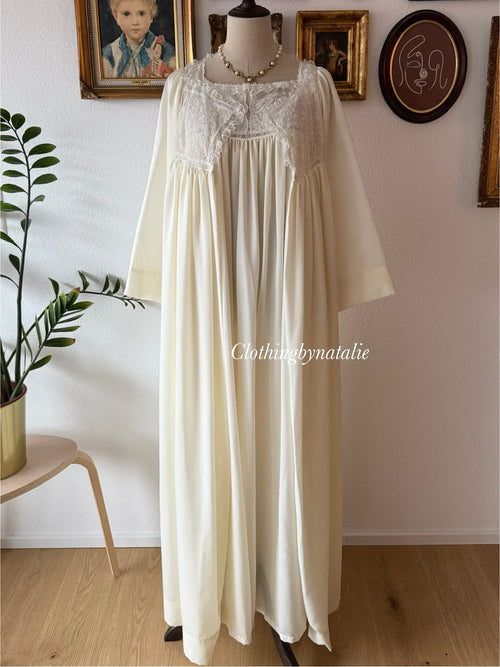 Christian Dior Cream Nylon Maxi Peignoir Set Size S