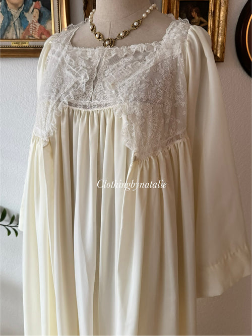 Christian Dior Cream Nylon Maxi Peignoir Set Size S