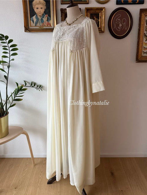 Christian Dior Cream Nylon Maxi Peignoir Set Size S
