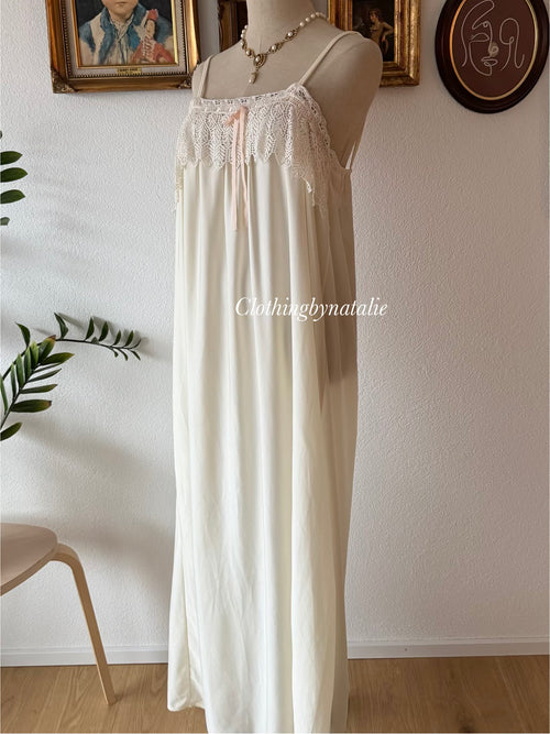 Miss Dior Cream Nylon Maxi Peignoir Set Size S