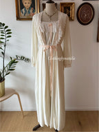 Miss Dior Cream Nylon Maxi Peignoir Set Size S