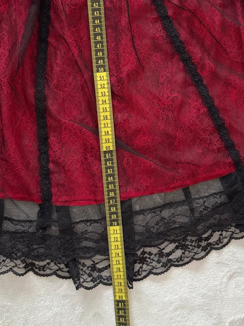 Whimsical Black Red Lace Babydoll Size S