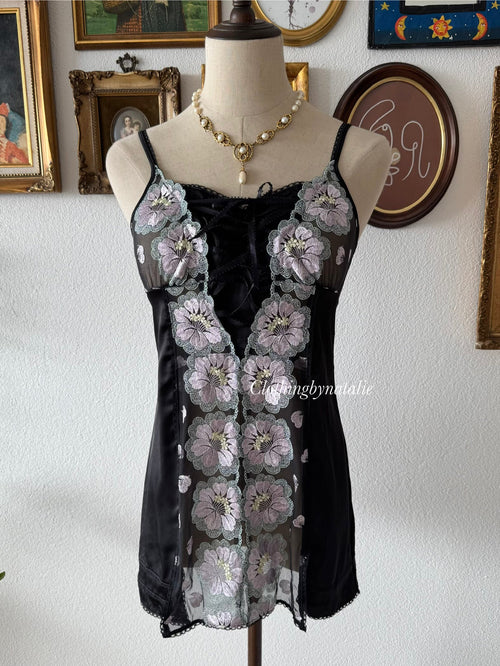 Triumph Black Nylon Lace Minidress Size S