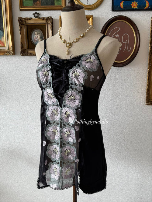 Triumph Black Nylon Lace Minidress Size S