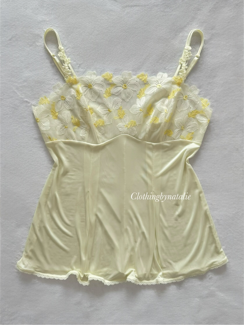 Japanese Yellow Nylon Lace Cami Size M