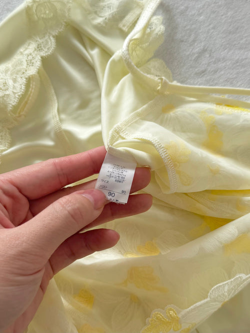 Japanese Yellow Nylon Lace Cami Size M