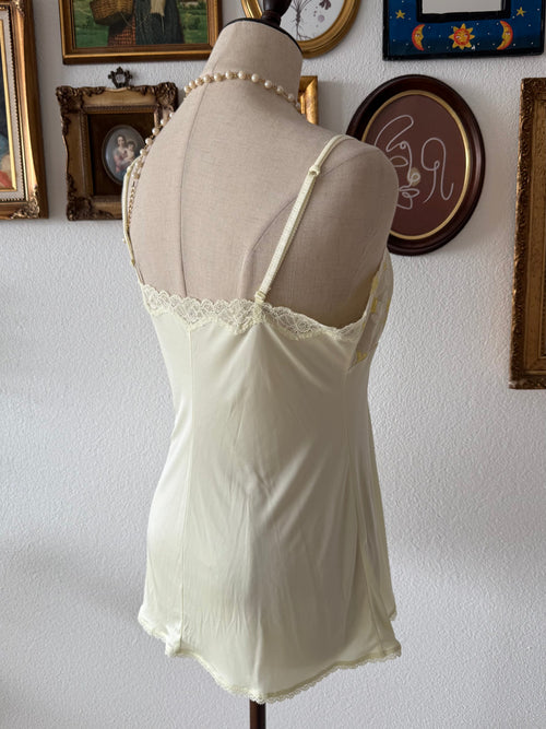 Japanese Yellow Nylon Lace Cami Size M