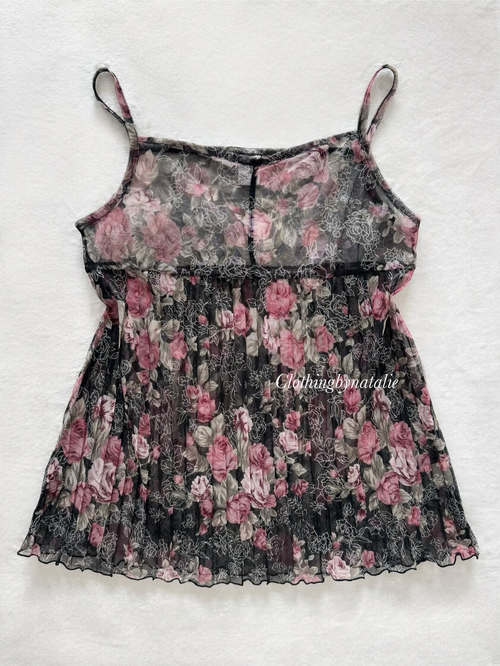 Floral Sheer Mesh Cami Size S