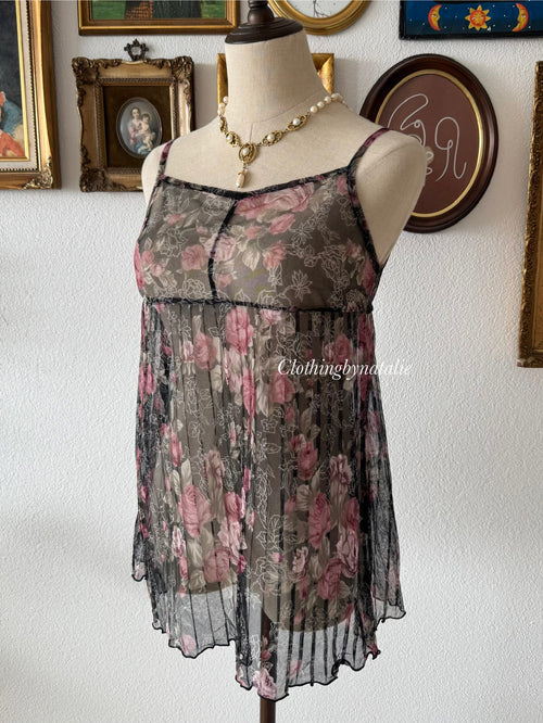 Floral Sheer Mesh Cami Size S