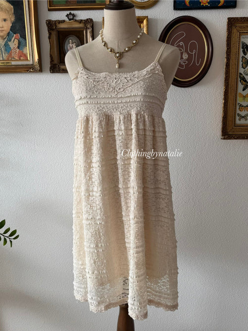Y2K Cream Lace Babydoll Dress size M