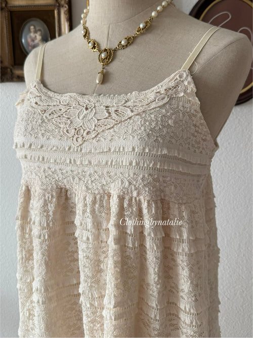 Y2K Cream Lace Babydoll Dress size M