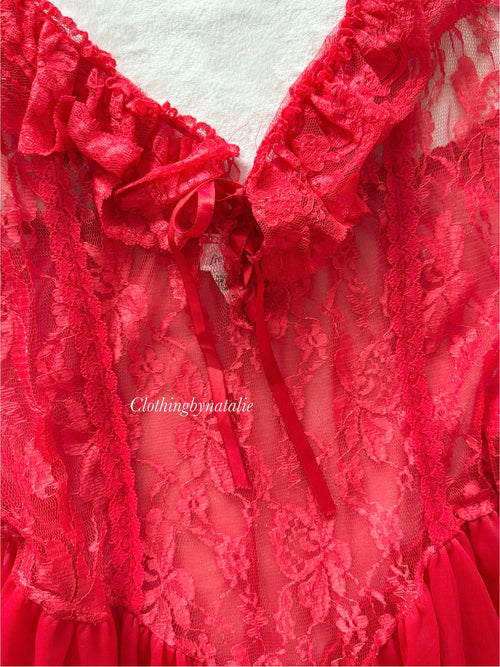 Frederick’s of Hollywood Red Lace Slip Size L
